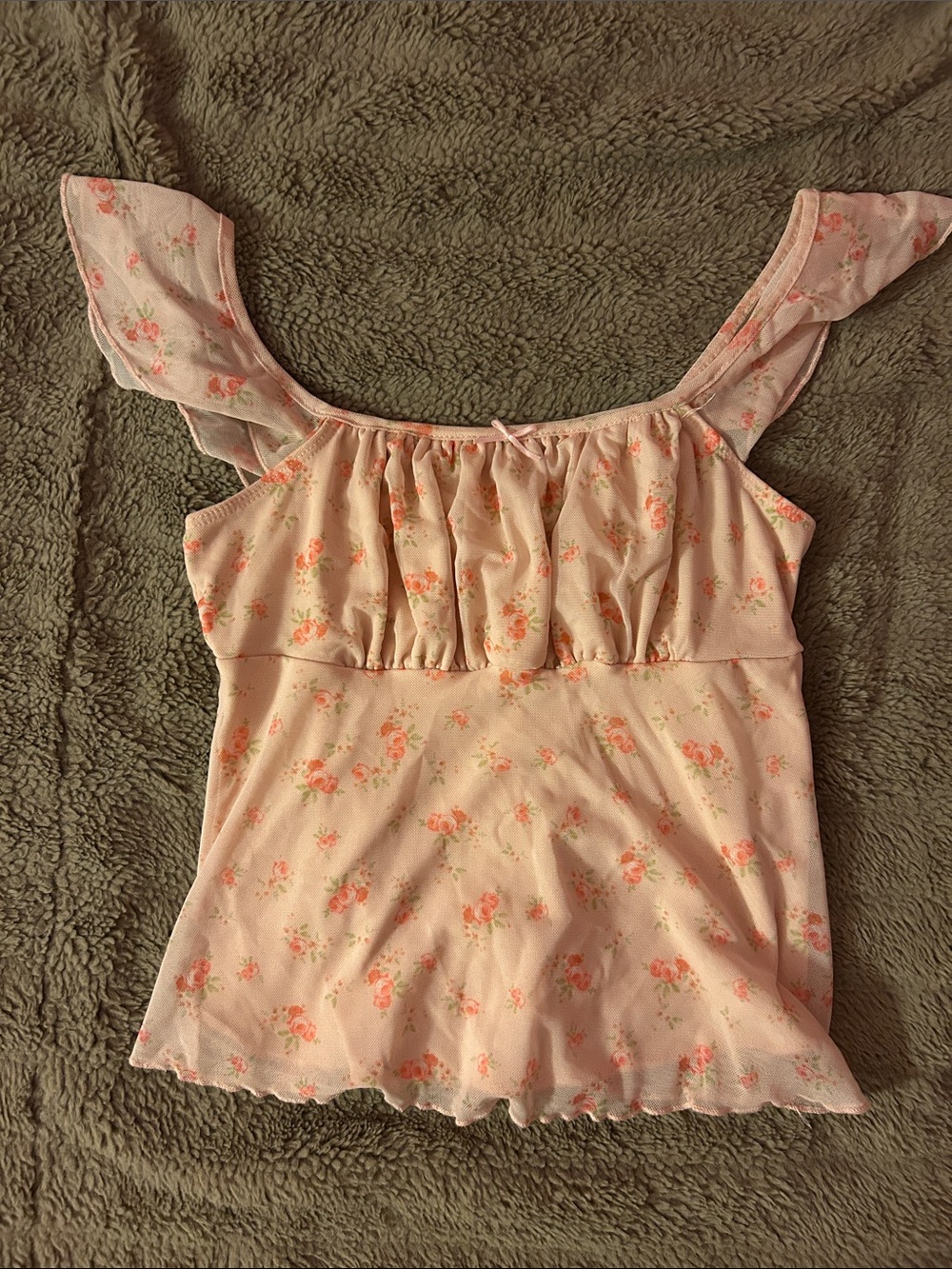 Women’s Pink Floral Square-Neck Double-lined Top